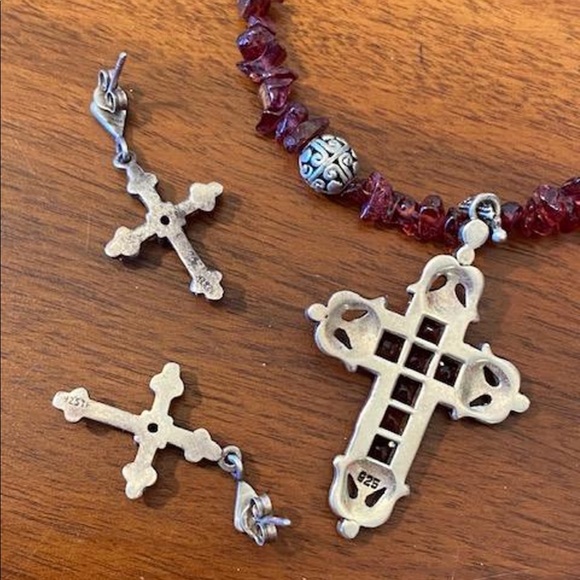 GARNET AND STERLING-SILVER set- - Picture 4 of 11